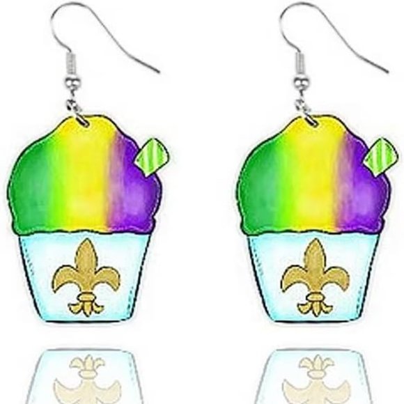 Fashion Jewelry Jewelry - NWT Mardi Gras Snowball Drop Earrings New Orleans Fleur de Lis